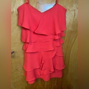 Elegant Coral Ruffle Dress